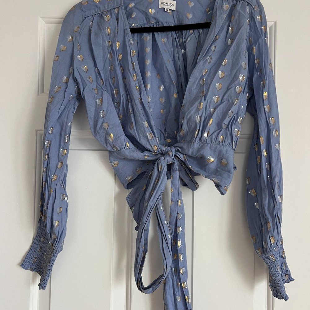 SUNDAY SAINT TROPEZ Angeles Wrap Top - Periwinkle - Small